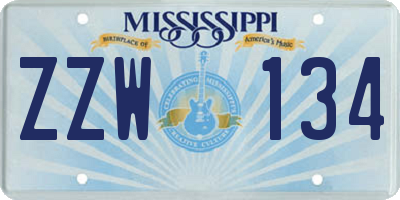 MS license plate ZZW134