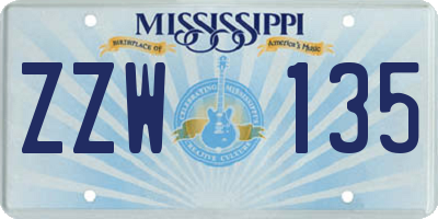 MS license plate ZZW135