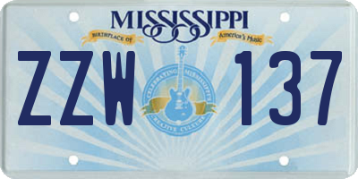 MS license plate ZZW137