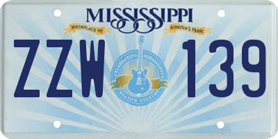 MS license plate ZZW139