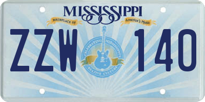 MS license plate ZZW140