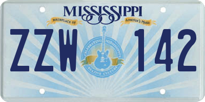 MS license plate ZZW142