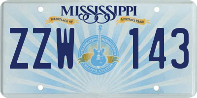 MS license plate ZZW143