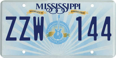 MS license plate ZZW144