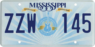 MS license plate ZZW145