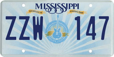 MS license plate ZZW147