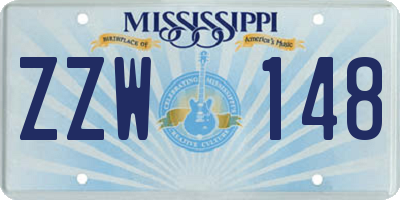 MS license plate ZZW148