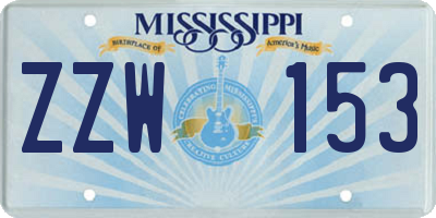 MS license plate ZZW153