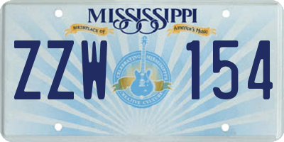 MS license plate ZZW154