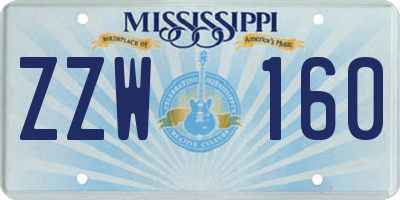 MS license plate ZZW160