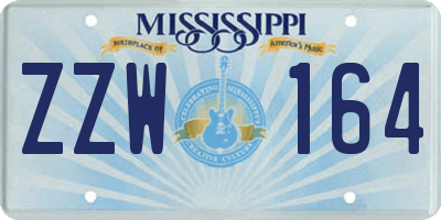 MS license plate ZZW164