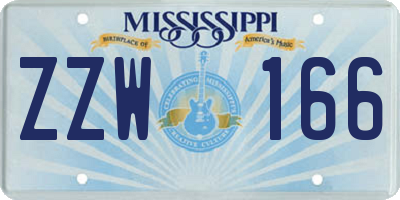 MS license plate ZZW166