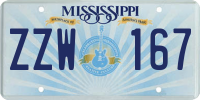 MS license plate ZZW167