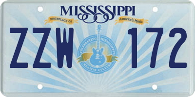 MS license plate ZZW172