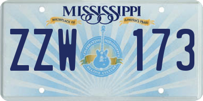 MS license plate ZZW173