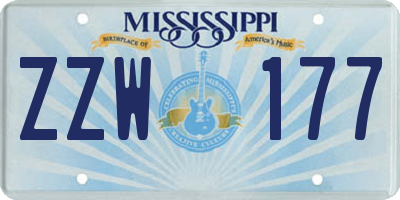 MS license plate ZZW177