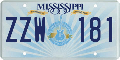 MS license plate ZZW181