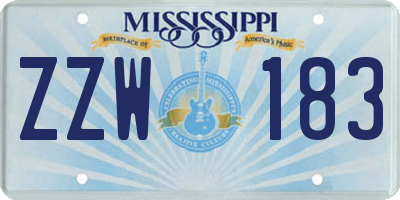 MS license plate ZZW183