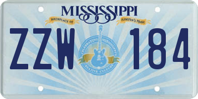 MS license plate ZZW184