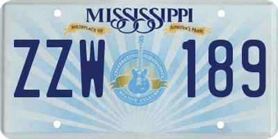 MS license plate ZZW189