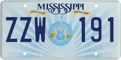 MS license plate ZZW191