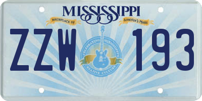 MS license plate ZZW193