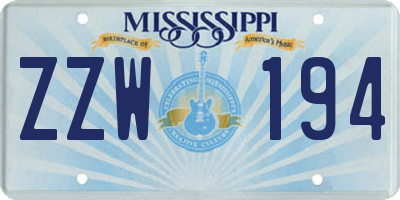 MS license plate ZZW194