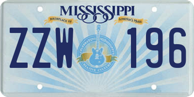 MS license plate ZZW196