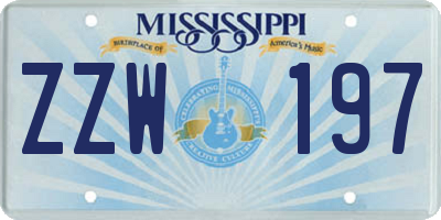 MS license plate ZZW197