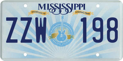 MS license plate ZZW198