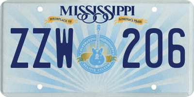 MS license plate ZZW206