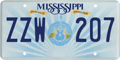 MS license plate ZZW207