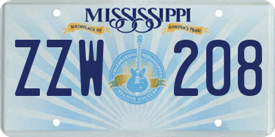 MS license plate ZZW208