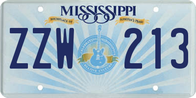 MS license plate ZZW213