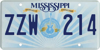 MS license plate ZZW214