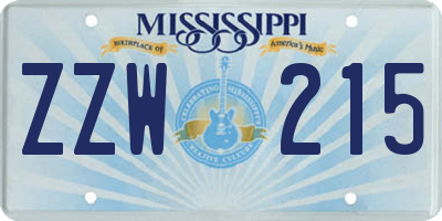 MS license plate ZZW215