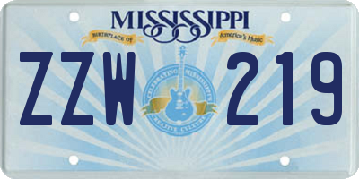 MS license plate ZZW219