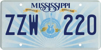 MS license plate ZZW220