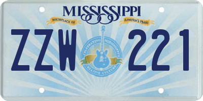 MS license plate ZZW221