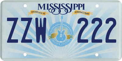 MS license plate ZZW222