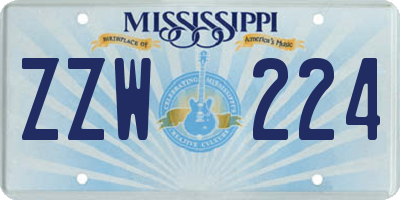 MS license plate ZZW224