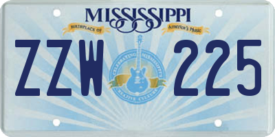 MS license plate ZZW225