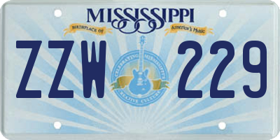 MS license plate ZZW229