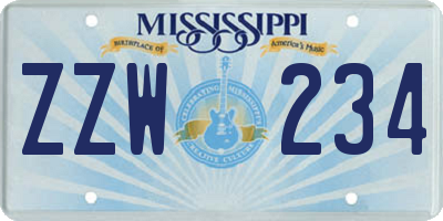 MS license plate ZZW234