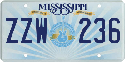 MS license plate ZZW236