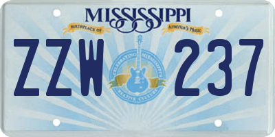 MS license plate ZZW237