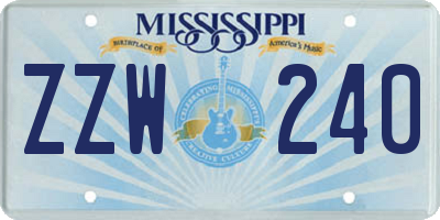 MS license plate ZZW240