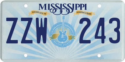 MS license plate ZZW243