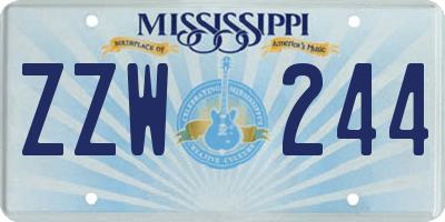 MS license plate ZZW244