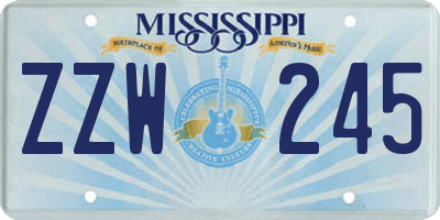 MS license plate ZZW245